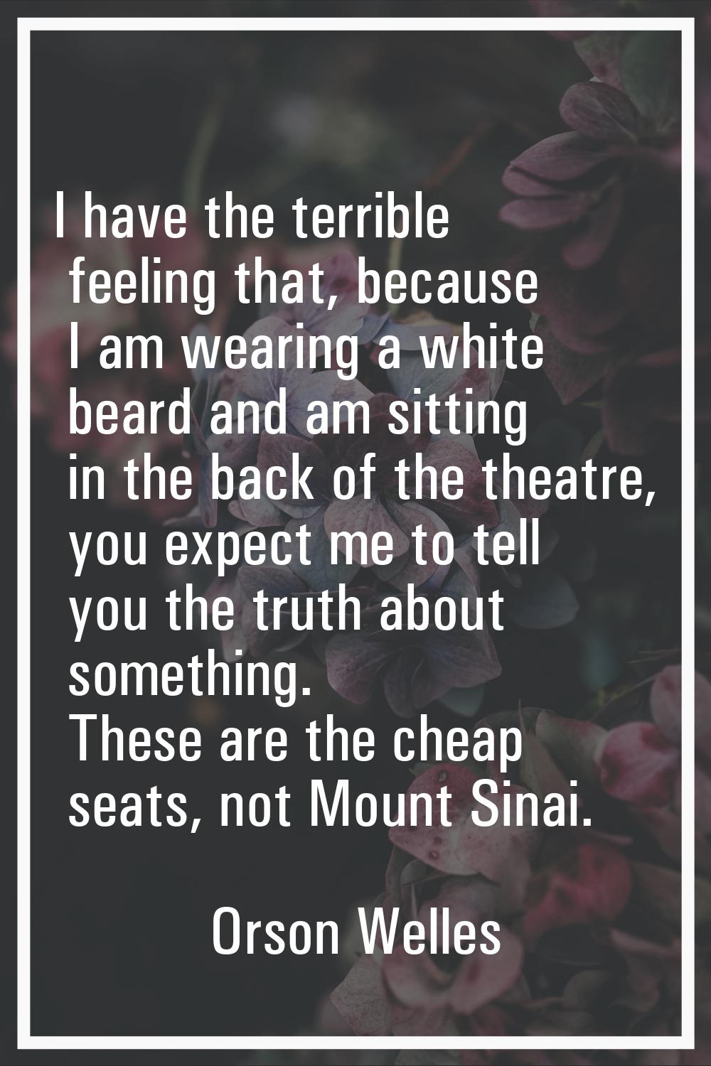 I have the terrible feeling that, because I am wearing a white beard and am sitting in the back of 