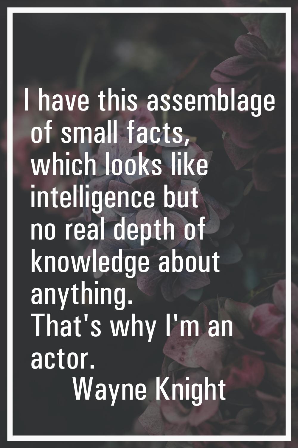 I have this assemblage of small facts, which looks like intelligence but no real depth of knowledge
