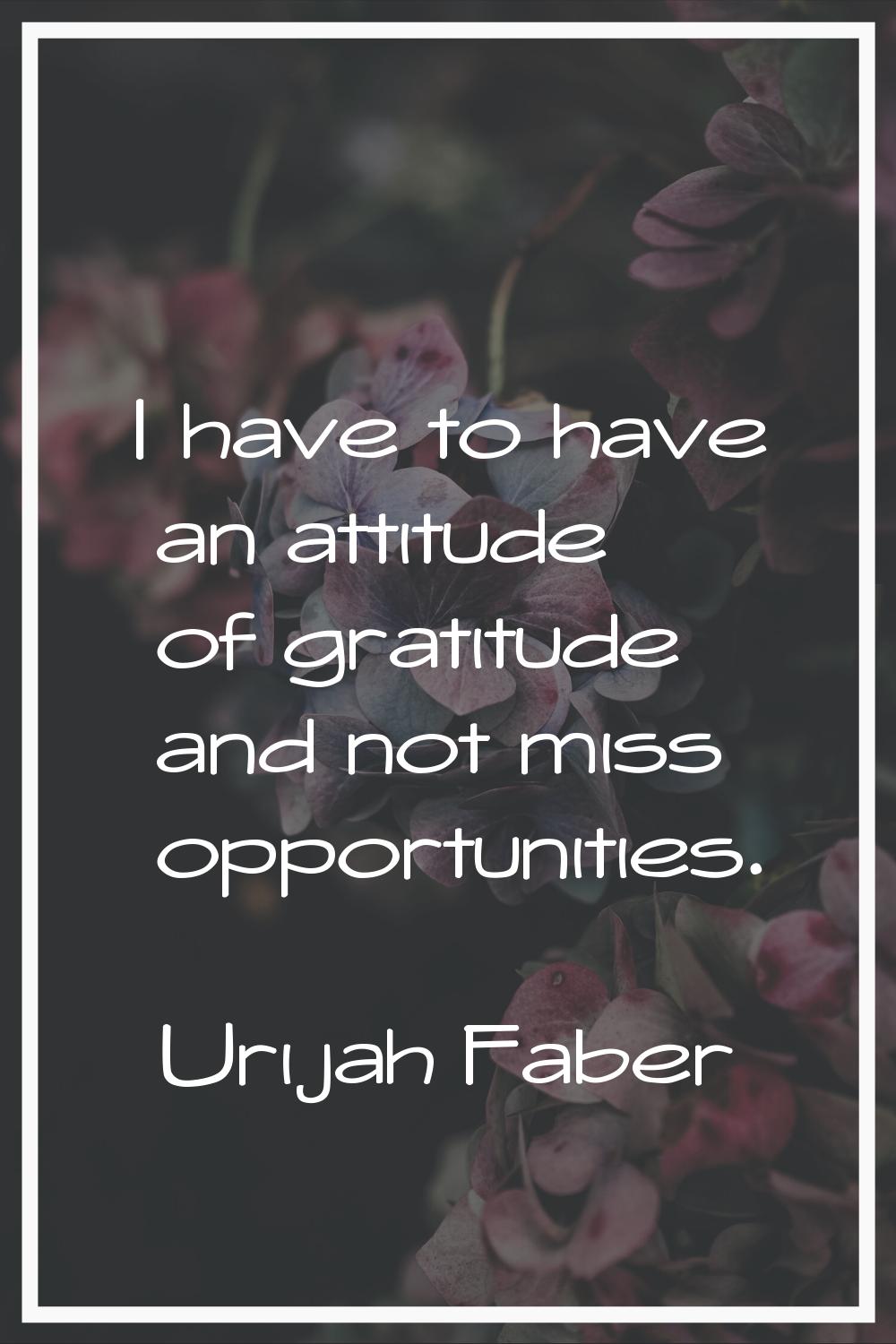 I have to have an attitude of gratitude and not miss opportunities.