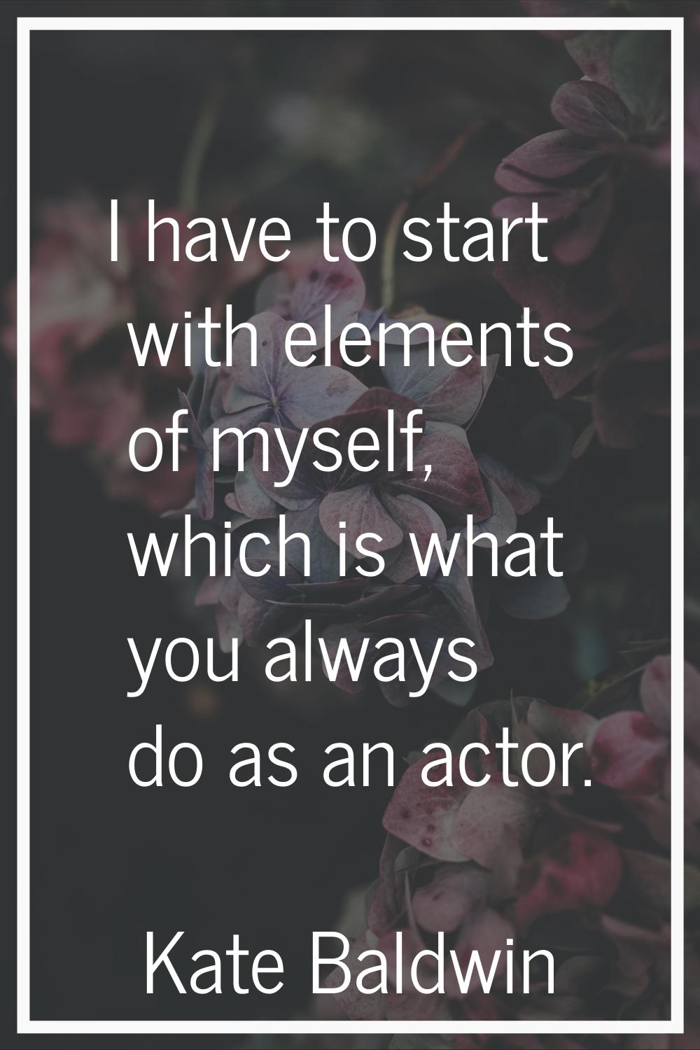 I have to start with elements of myself, which is what you always do as an actor.