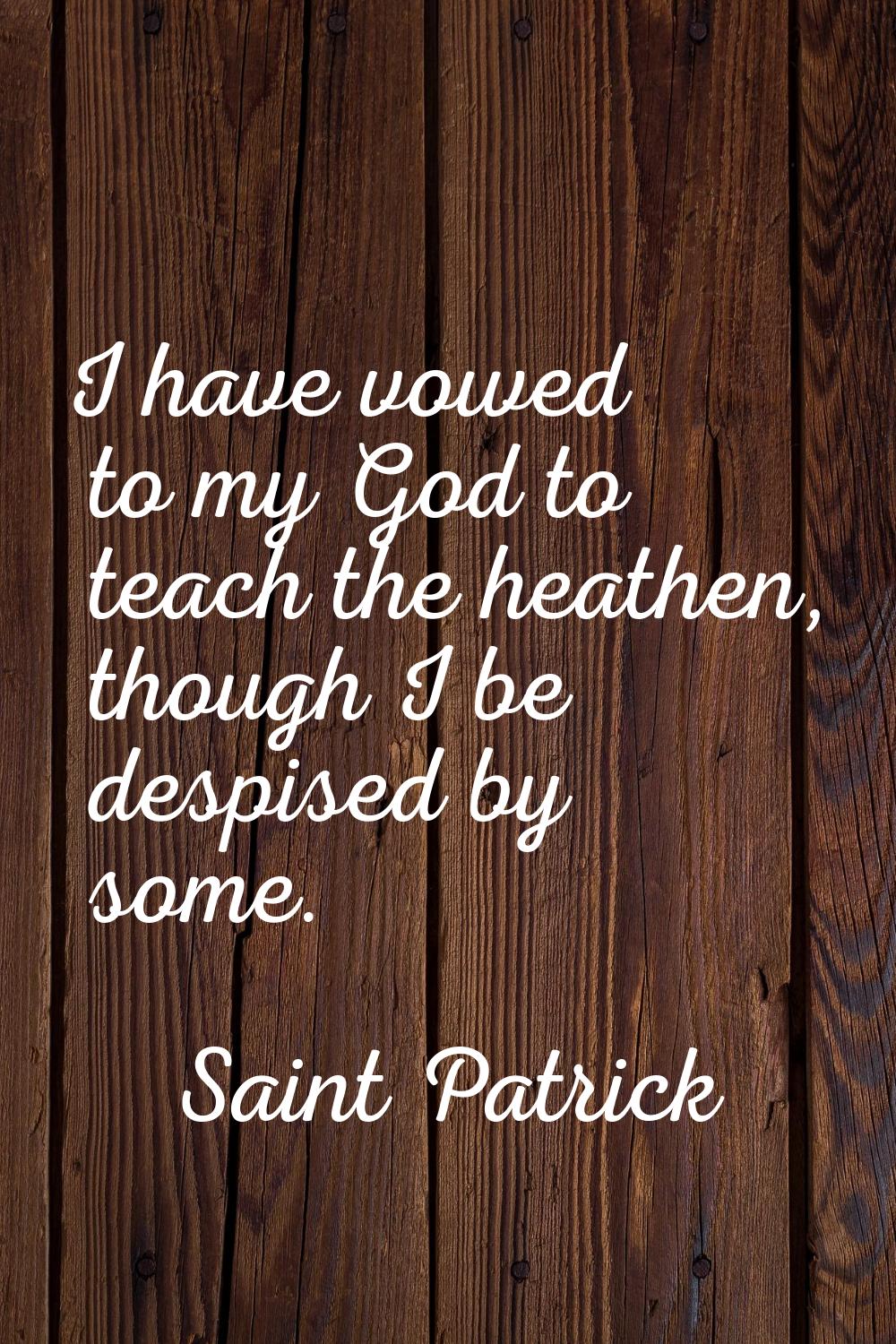 I have vowed to my God to teach the heathen, though I be despised by some.