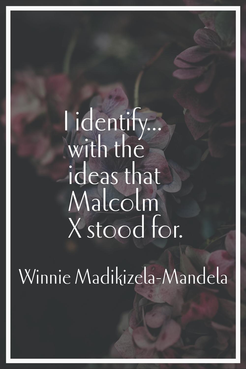 I identify... with the ideas that Malcolm X stood for.