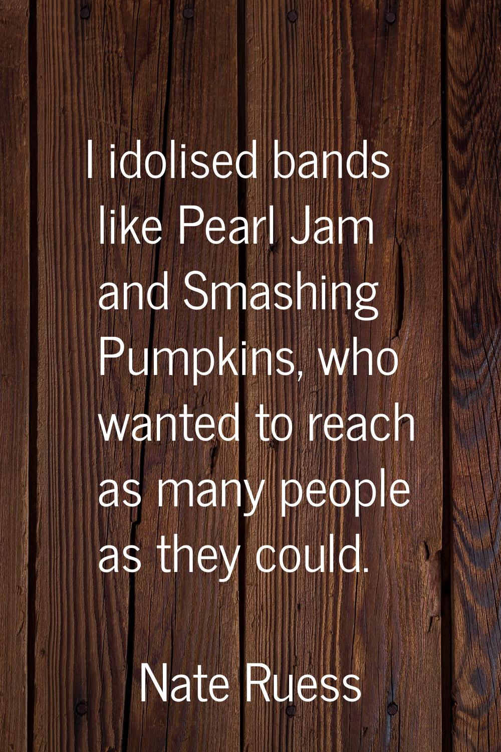 I idolised bands like Pearl Jam and Smashing Pumpkins, who wanted to reach as many people as they c