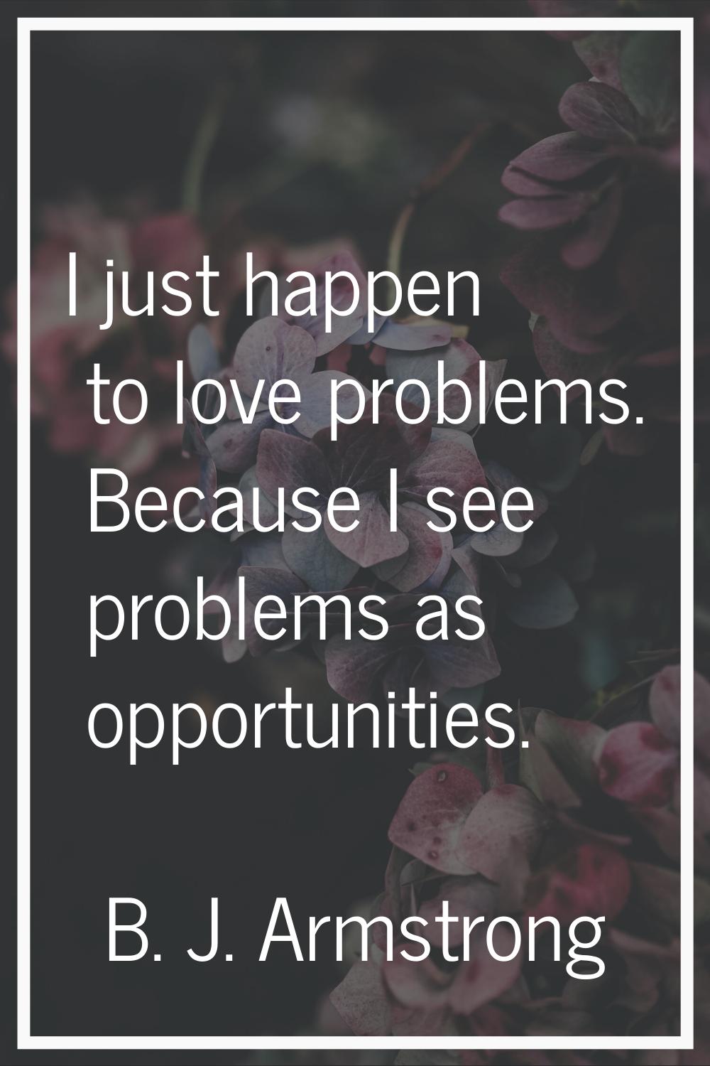 I just happen to love problems. Because I see problems as opportunities.
