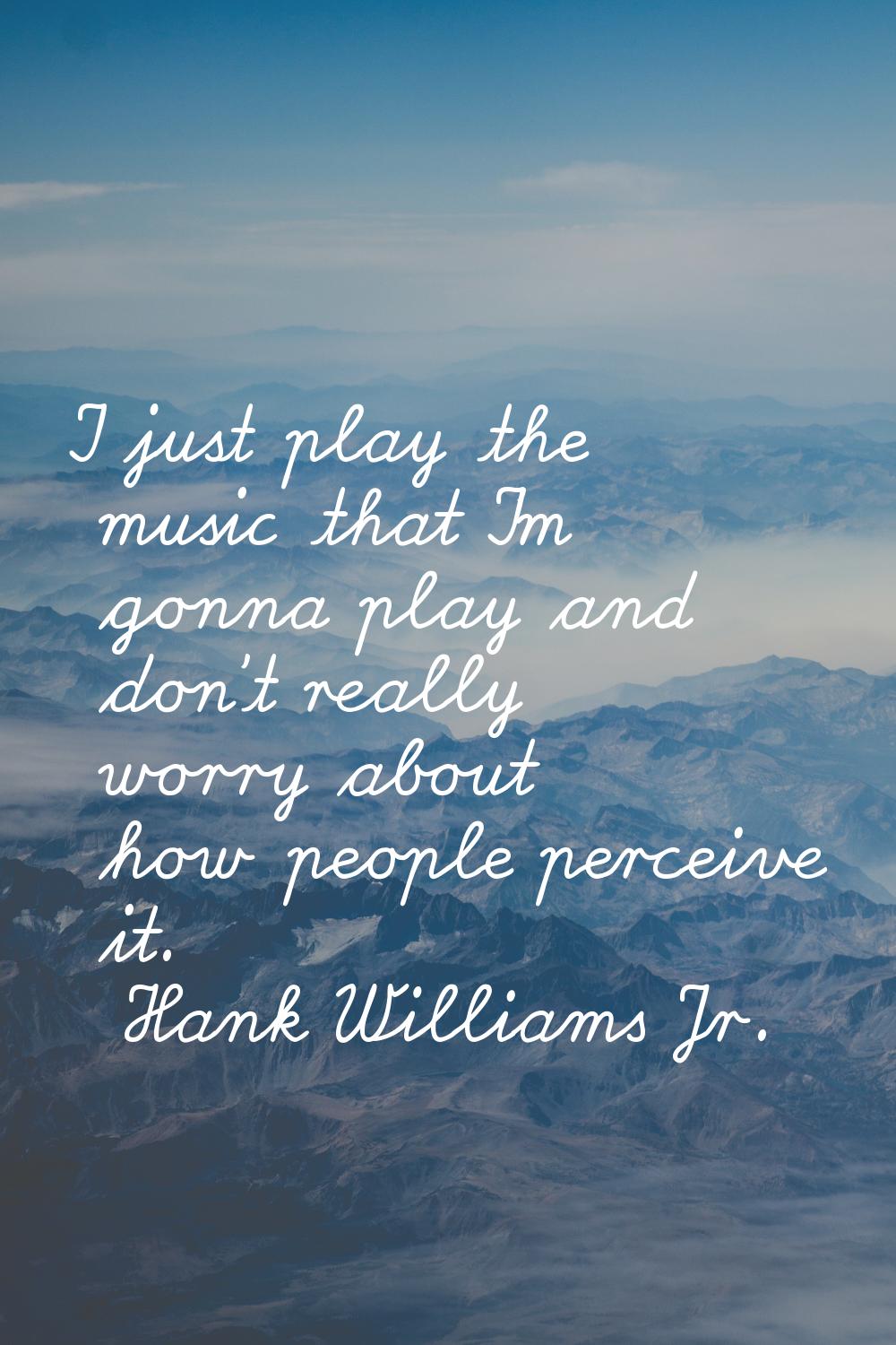 I just play the music that I'm gonna play and don't really worry about how people perceive it.