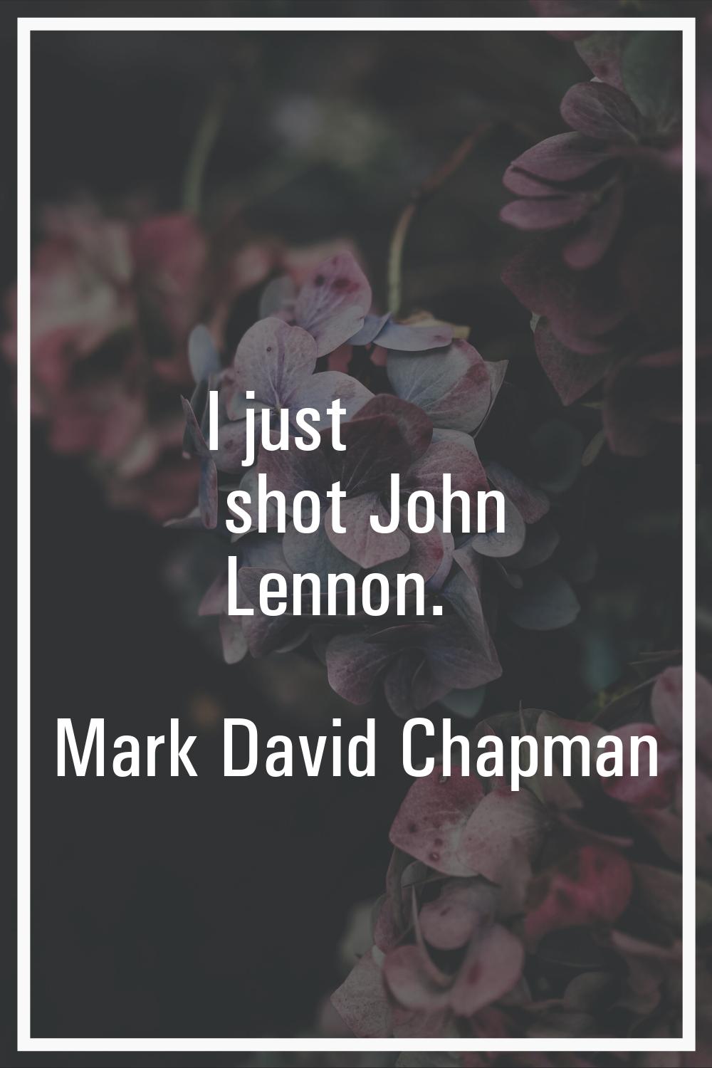 I just shot John Lennon.