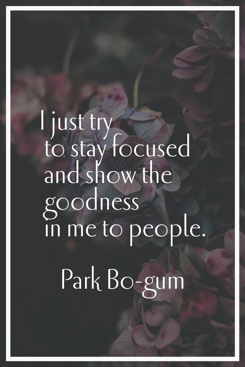 I just try to stay focused and show the goodness in me to people.