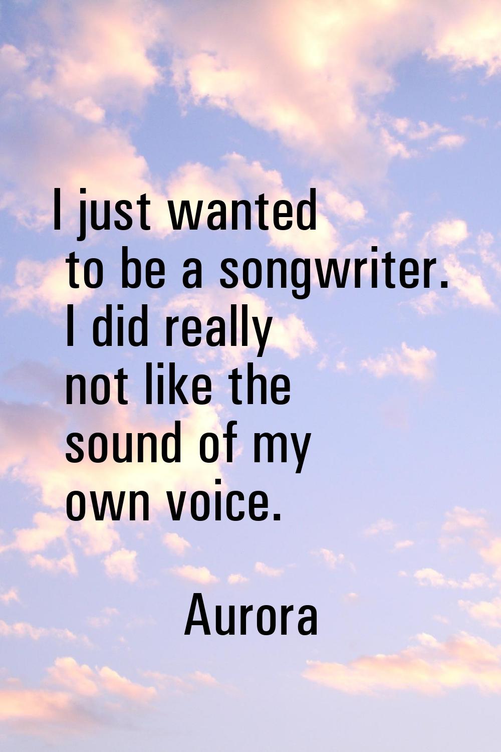 I just wanted to be a songwriter. I did really not like the sound of my own voice.