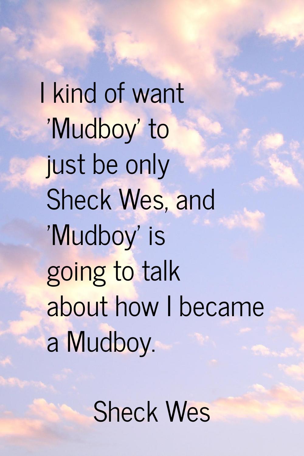 I kind of want 'Mudboy' to just be only Sheck Wes, and 'Mudboy' is going to talk about how I became