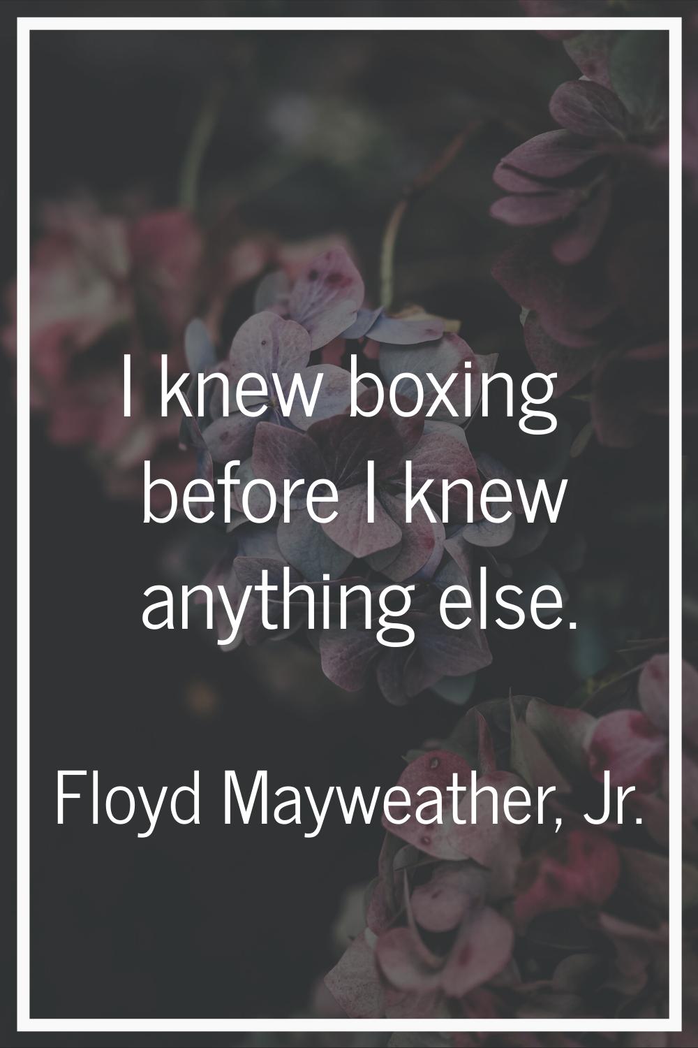 I knew boxing before I knew anything else.