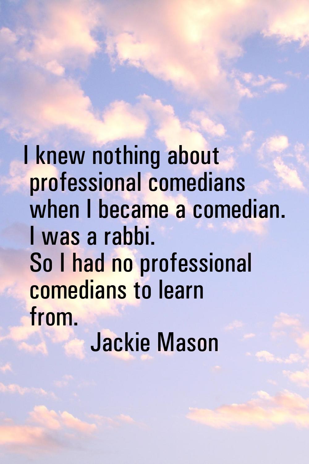 I knew nothing about professional comedians when I became a comedian. I was a rabbi. So I had no pr