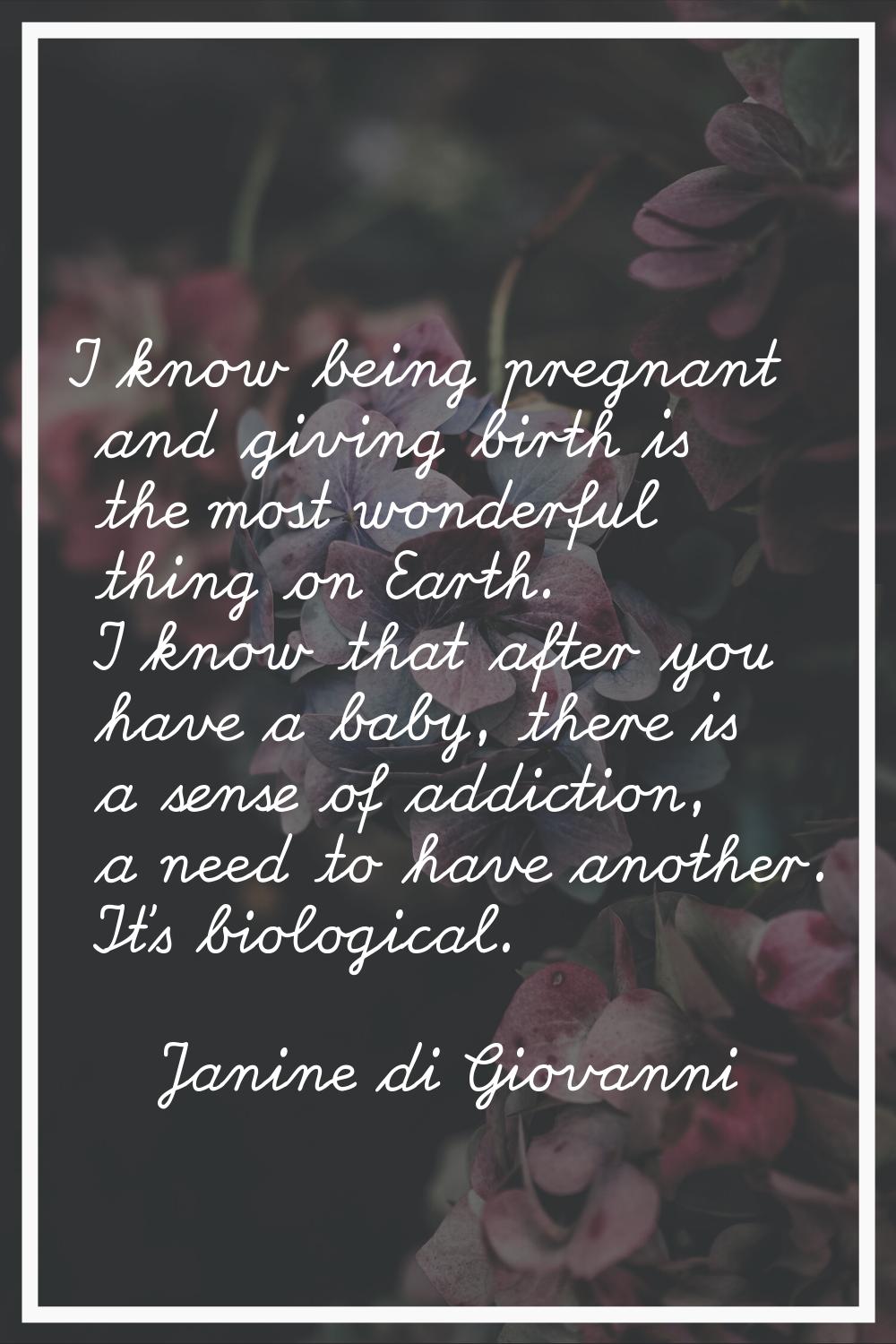 I know being pregnant and giving birth is the most wonderful thing on Earth. I know that after you 