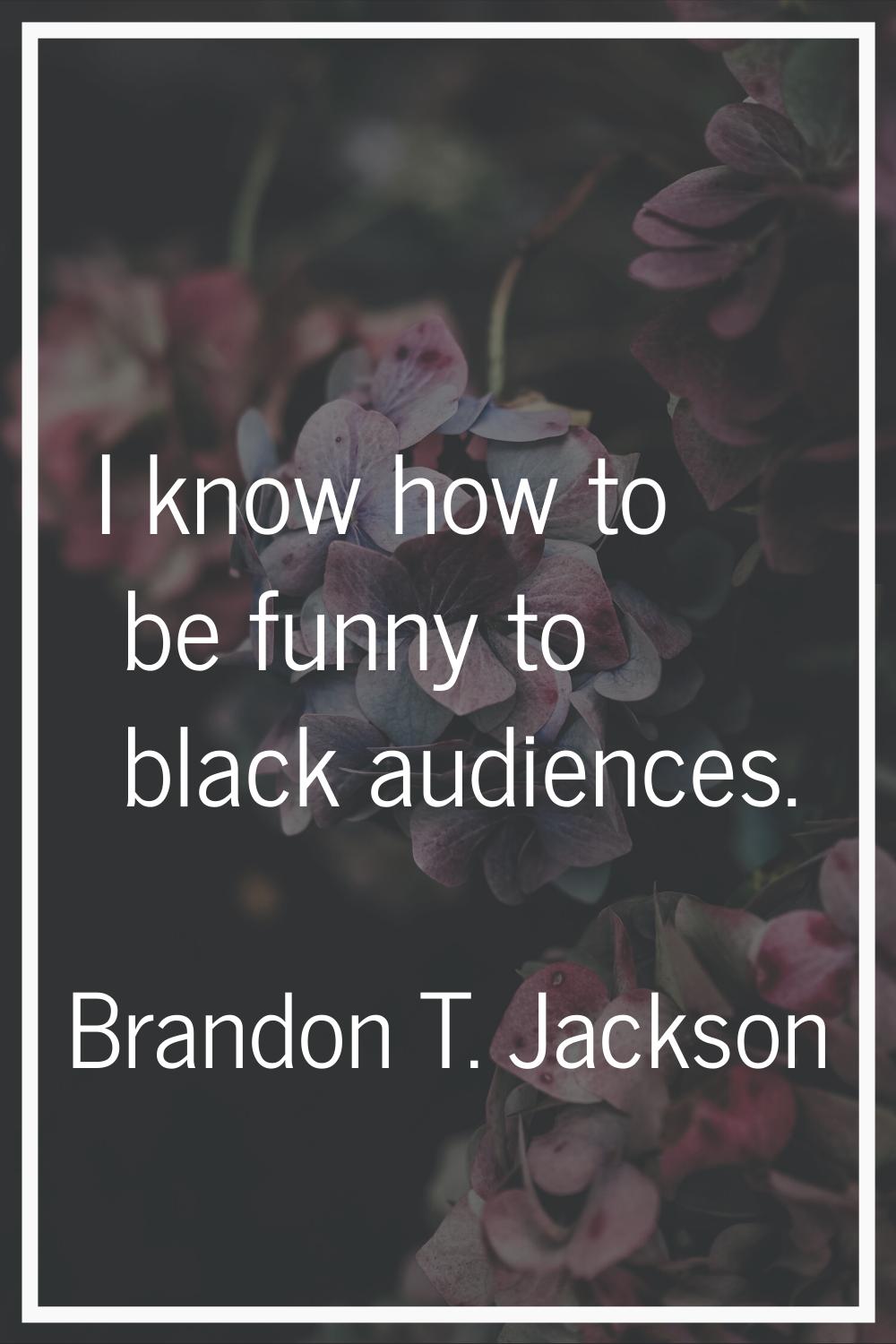 I know how to be funny to black audiences.
