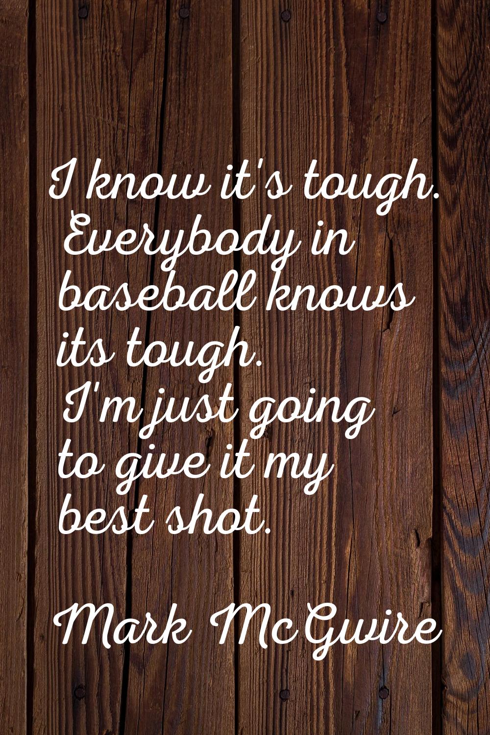 I know it's tough. Everybody in baseball knows its tough. I'm just going to give it my best shot.