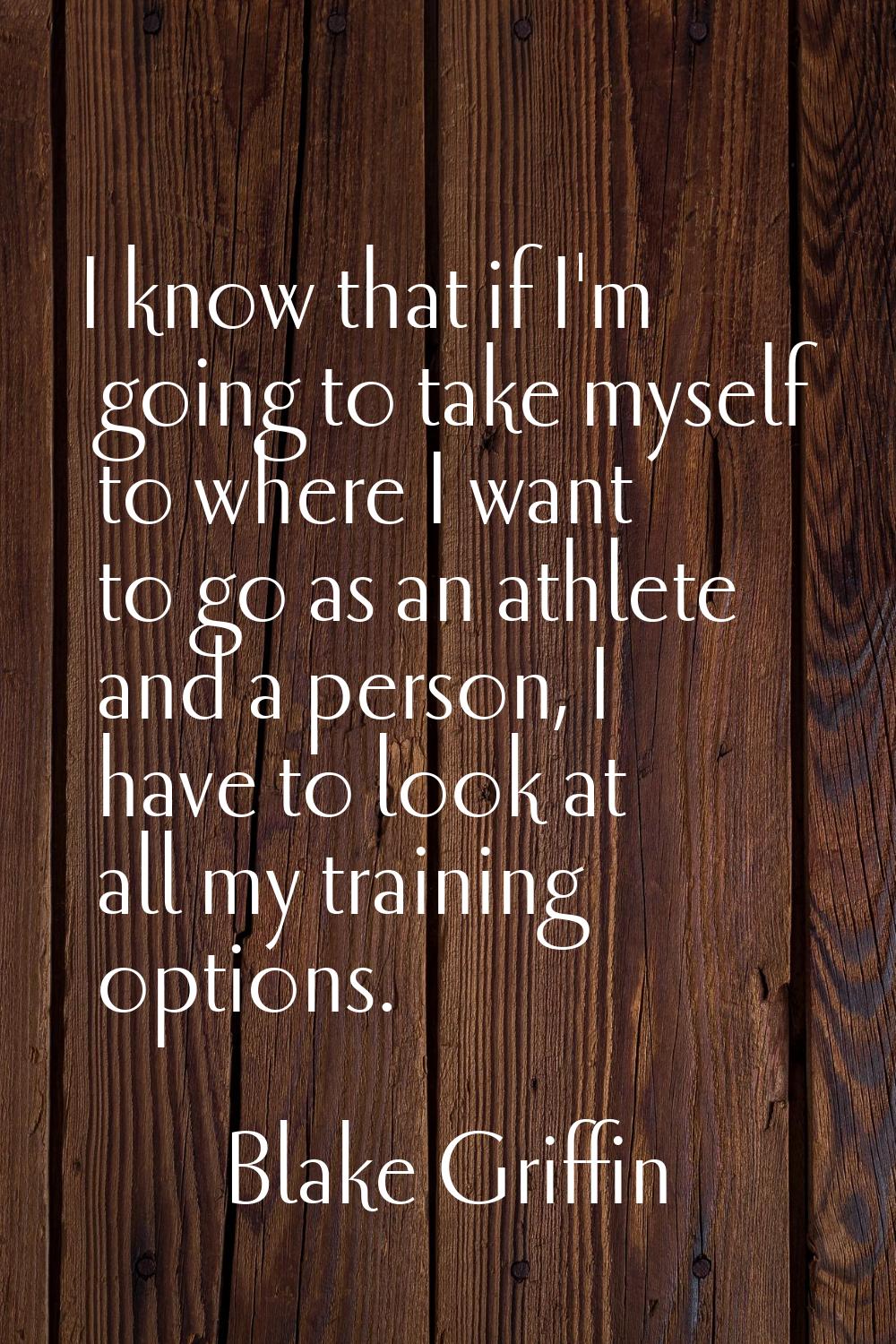 I know that if I'm going to take myself to where I want to go as an athlete and a person, I have to