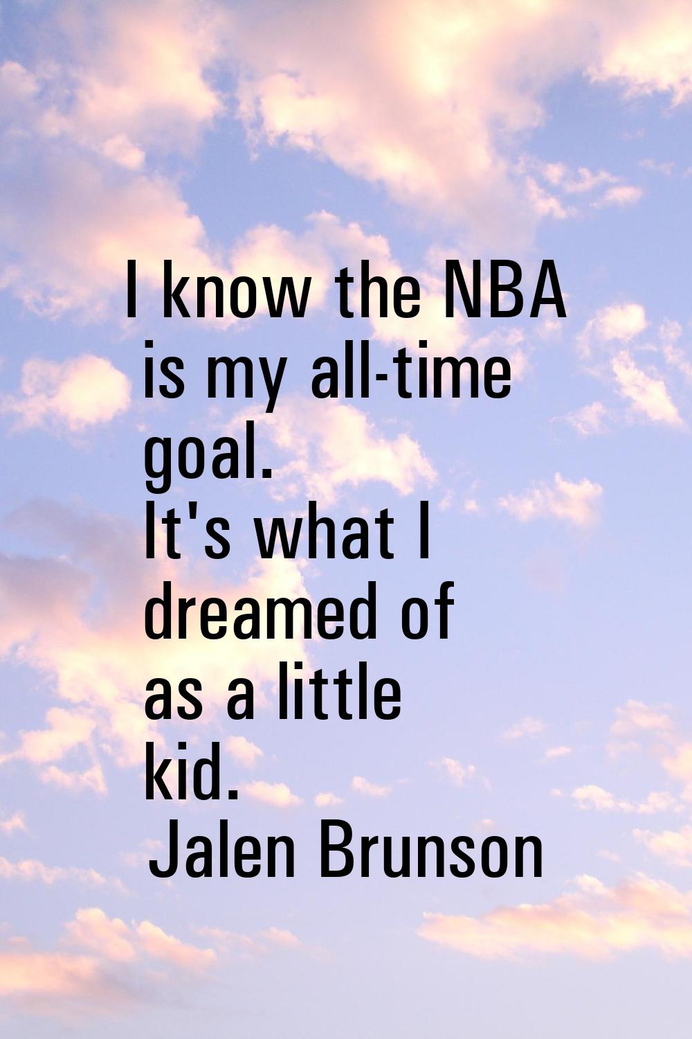 I know the NBA is my all-time goal. It's what I dreamed of as a little kid.