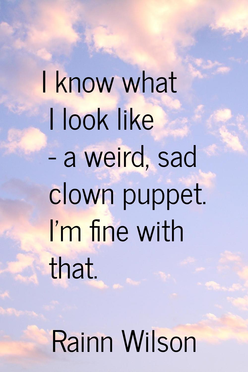 I know what I look like - a weird, sad clown puppet. I'm fine with that.