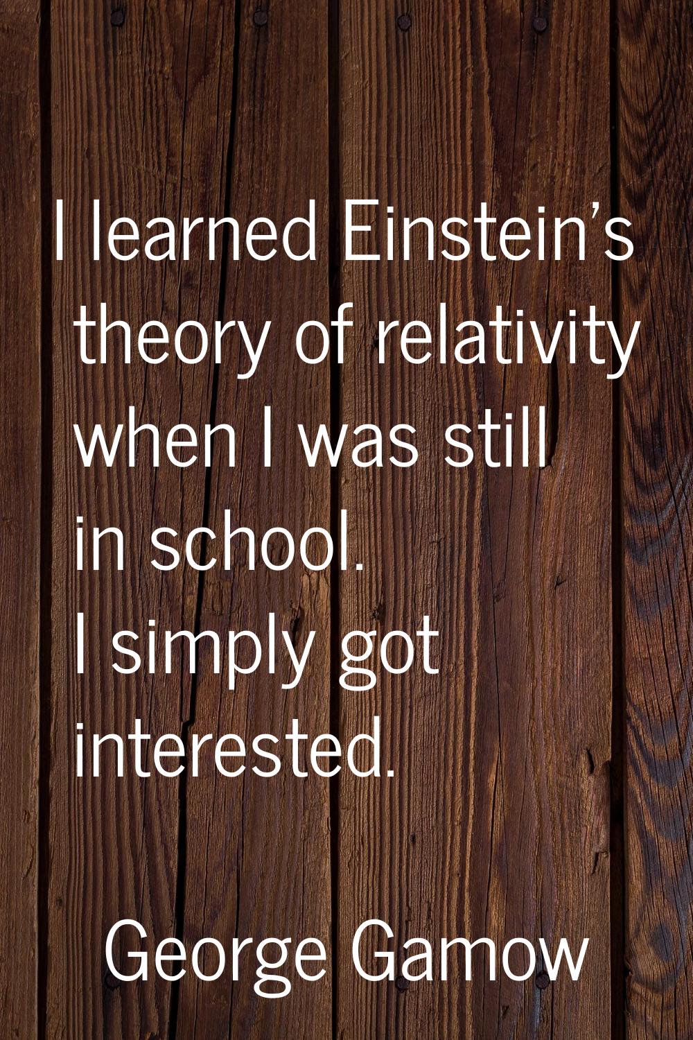 I learned Einstein's theory of relativity when I was still in school. I simply got interested.