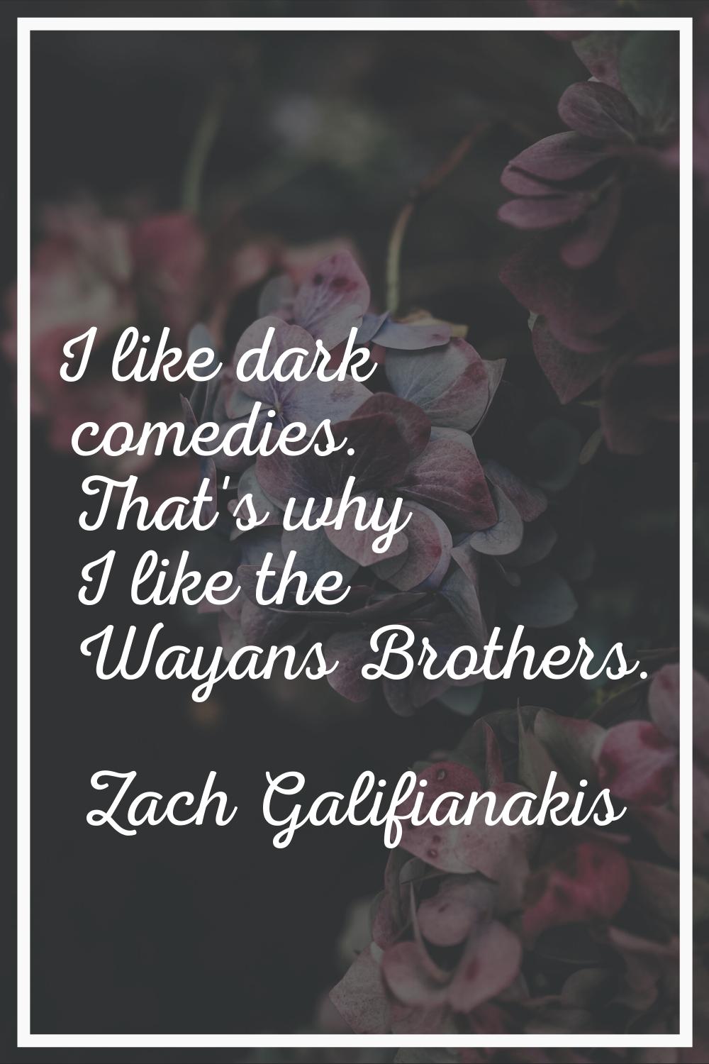 I like dark comedies. That's why I like the Wayans Brothers.