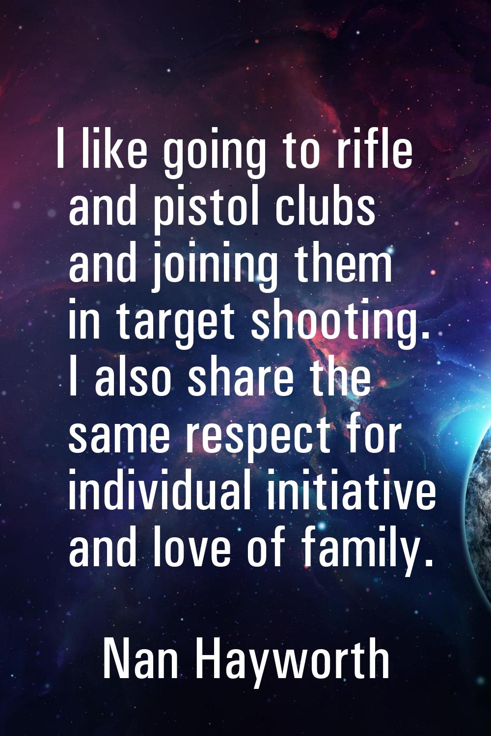 I like going to rifle and pistol clubs and joining them in target shooting. I also share the same r