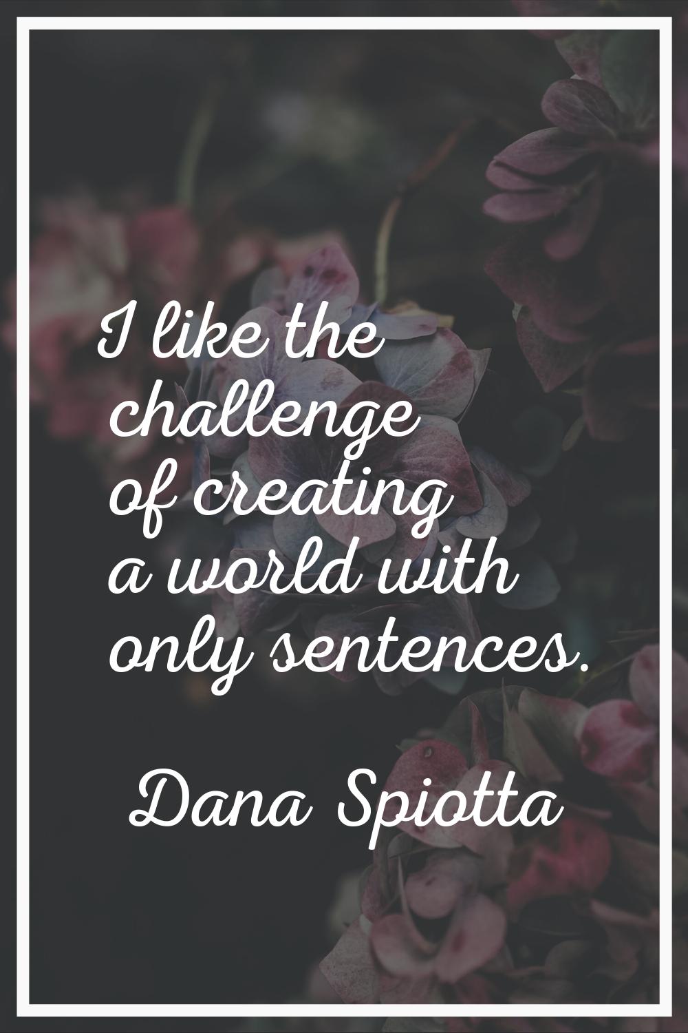 I like the challenge of creating a world with only sentences.