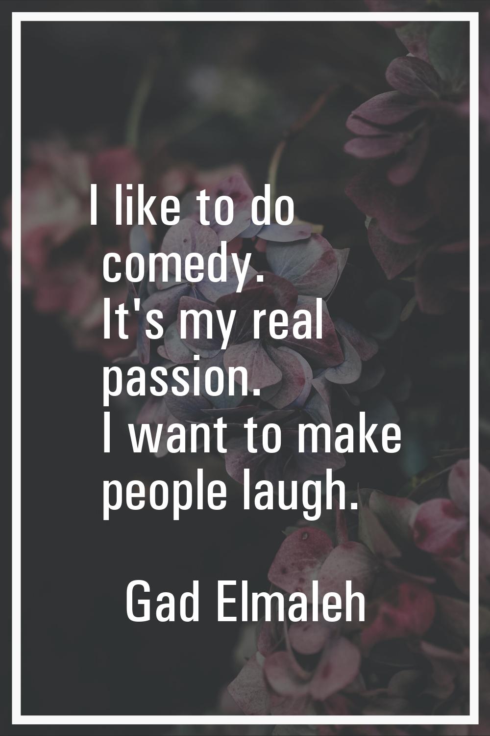 I like to do comedy. It's my real passion. I want to make people laugh.