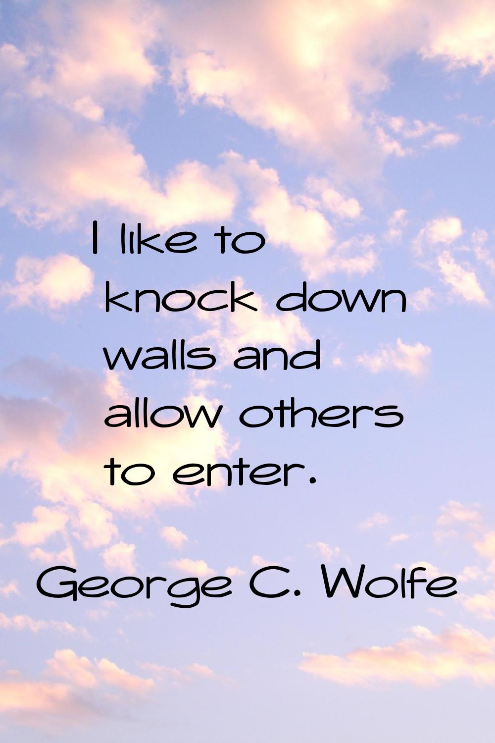 I like to knock down walls and allow others to enter.