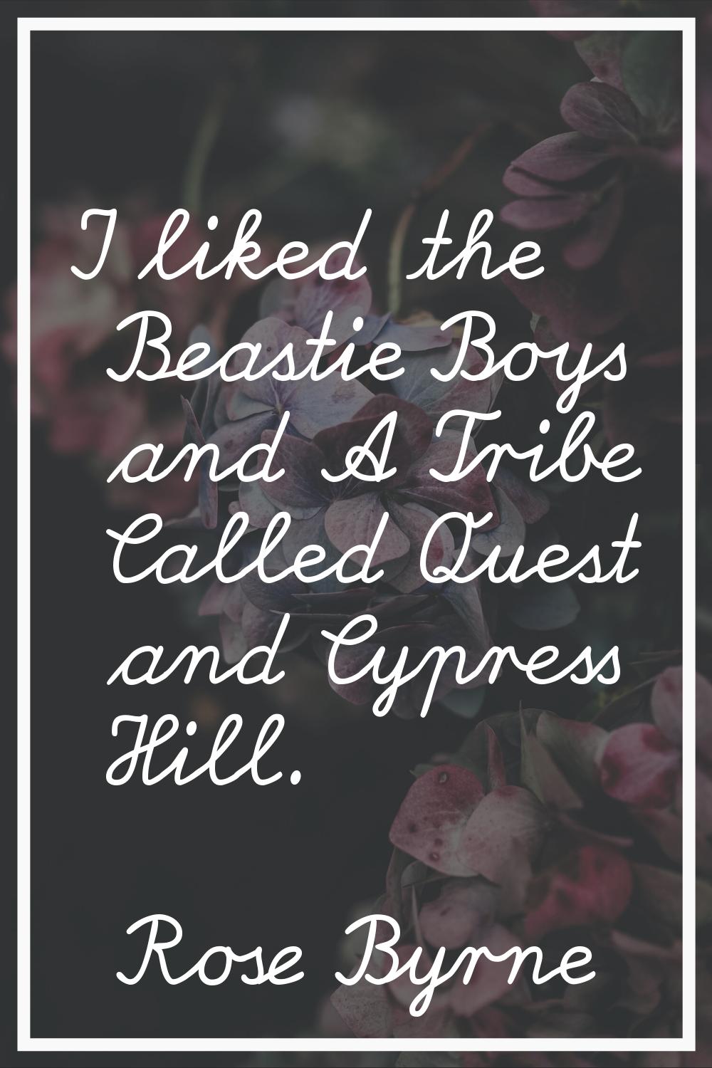 I liked the Beastie Boys and A Tribe Called Quest and Cypress Hill.
