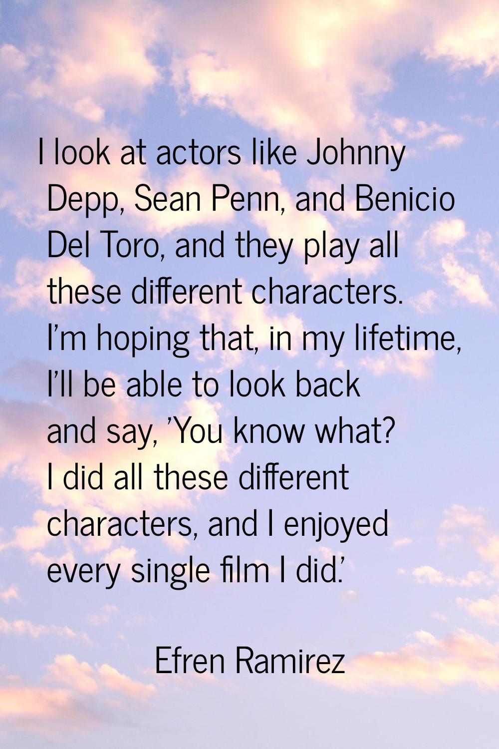 I look at actors like Johnny Depp, Sean Penn, and Benicio Del Toro, and they play all these differe
