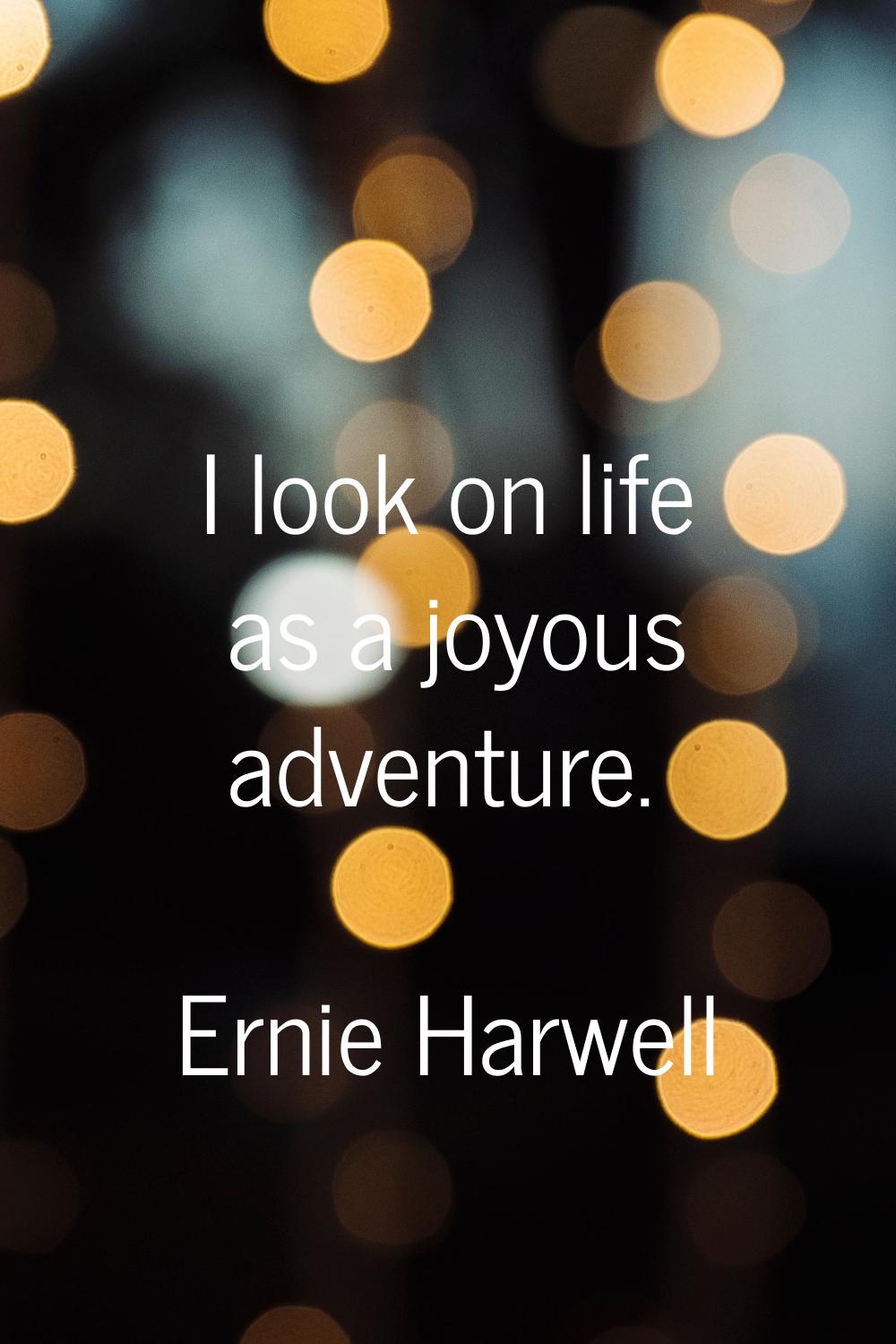 I look on life as a joyous adventure.