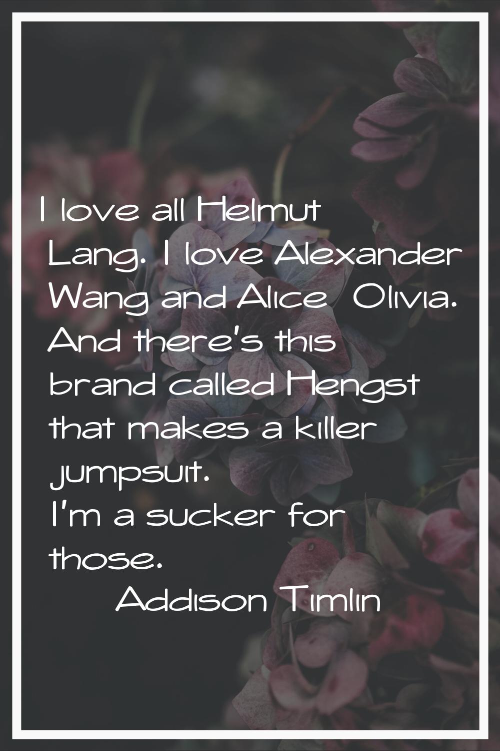 I love all Helmut Lang. I love Alexander Wang and Alice+Olivia. And there's this brand called Hengs