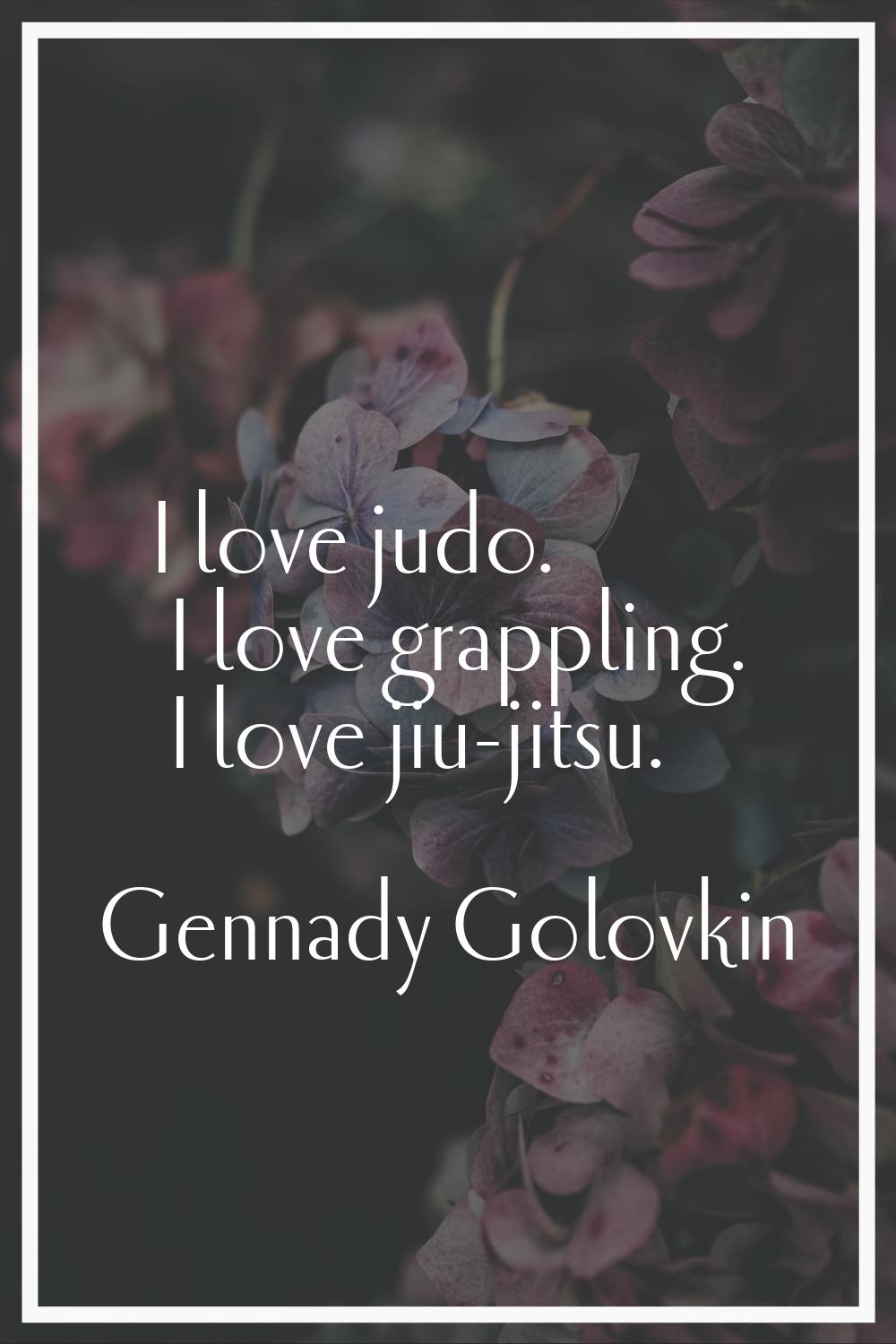 I love judo. I love grappling. I love jiu-jitsu.