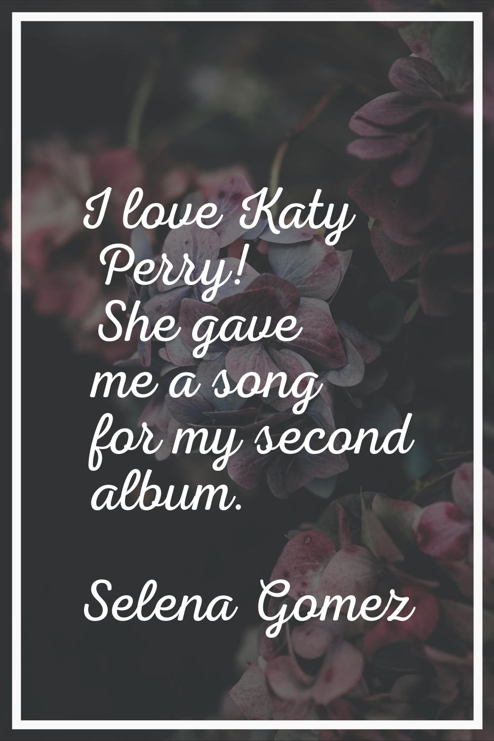 I love Katy Perry! She gave me a song for my second album.