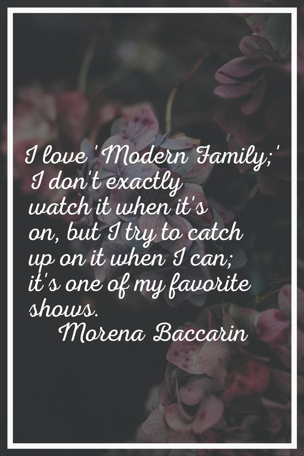 I love 'Modern Family;' I don't exactly watch it when it's on, but I try to catch up on it when I c