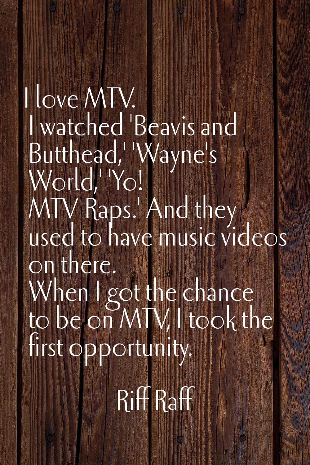 I love MTV. I watched 'Beavis and Butthead,' 'Wayne's World,' 'Yo! MTV Raps.' And they used to have