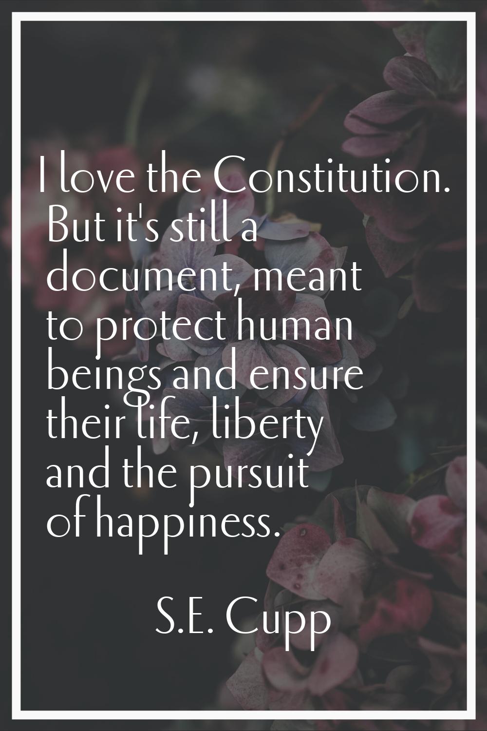 I love the Constitution. But it's still a document, meant to protect human beings and ensure their 