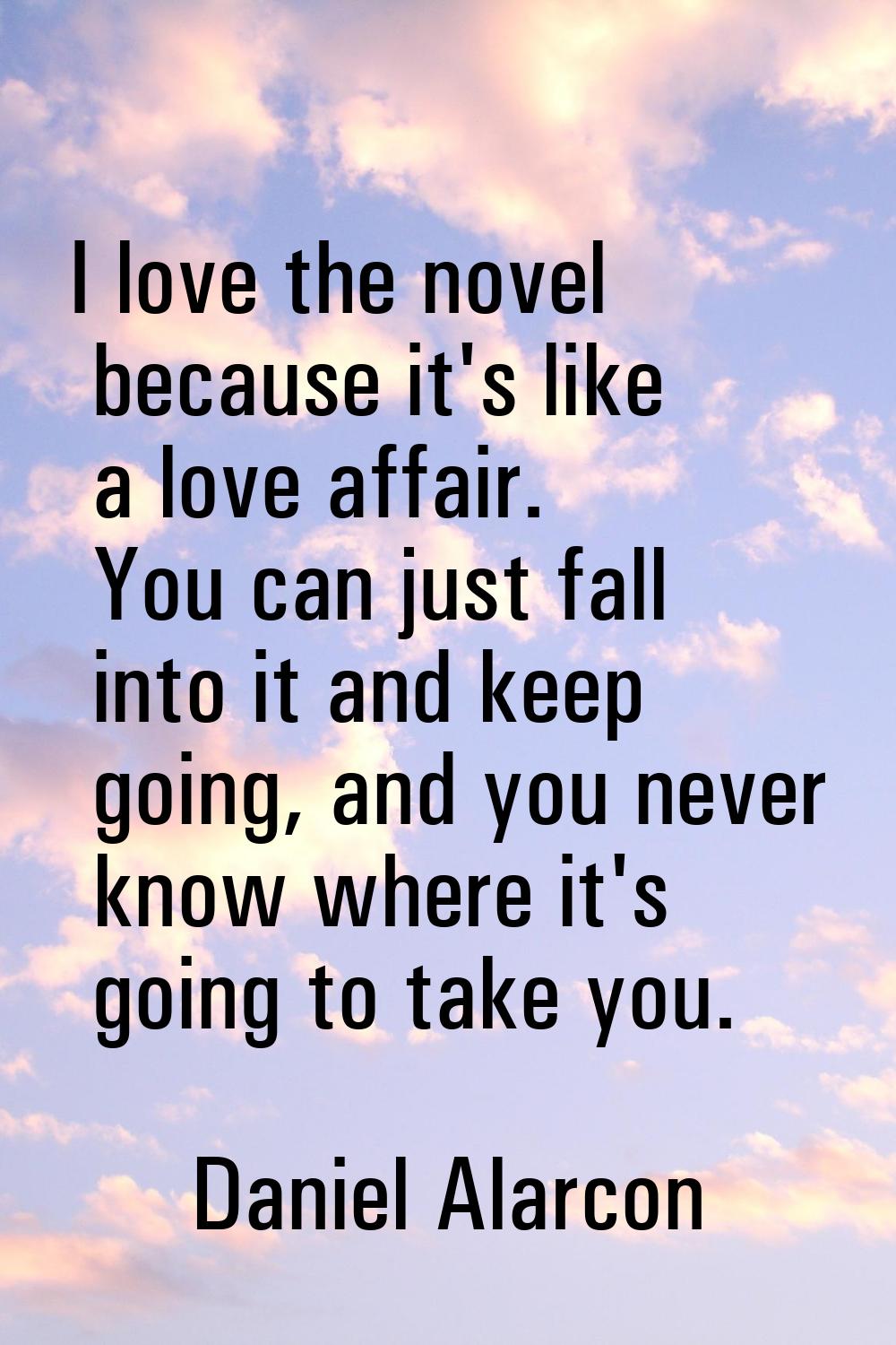 I love the novel because it's like a love affair. You can just fall into it and keep going, and you