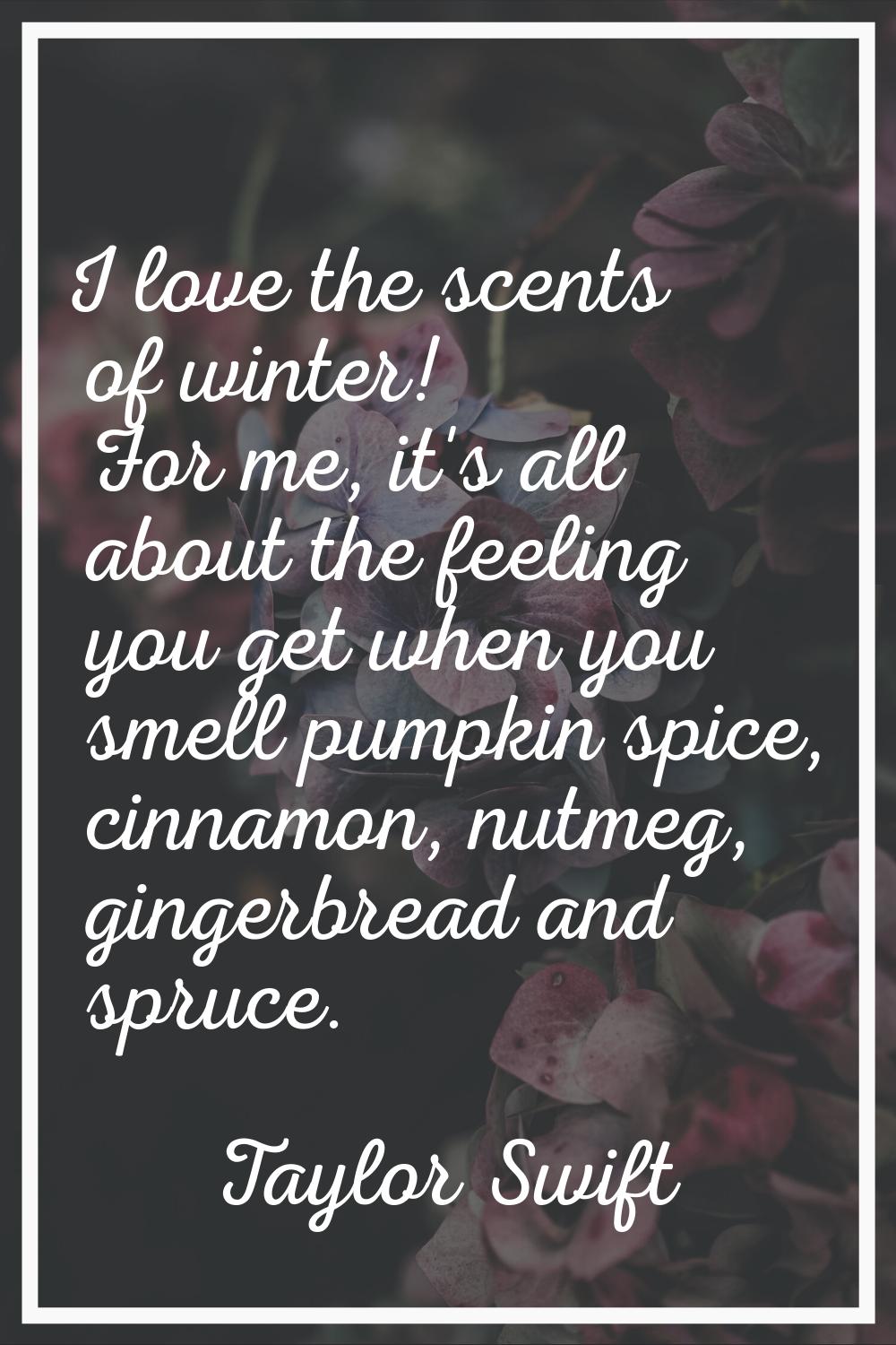 I love the scents of winter! For me, it's all about the feeling you get when you smell pumpkin spic