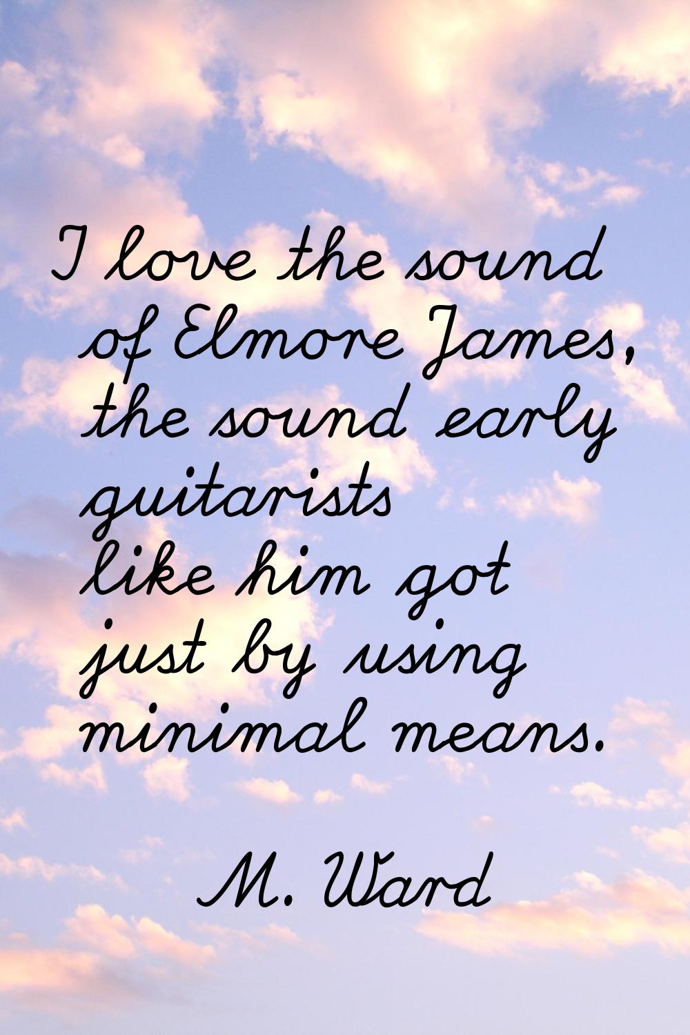 I love the sound of Elmore James, the sound early guitarists like him got just by using minimal mea