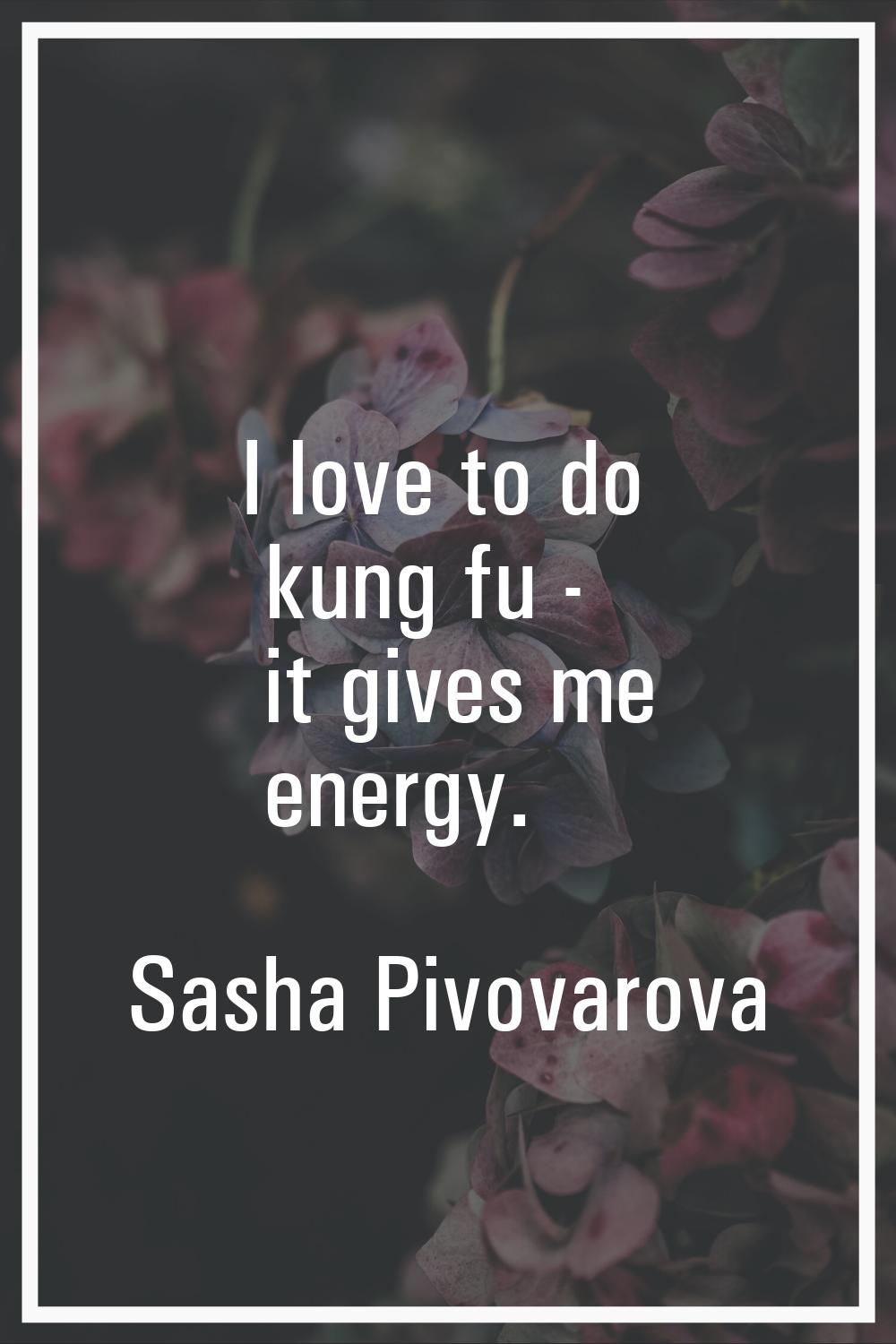 I love to do kung fu - it gives me energy.
