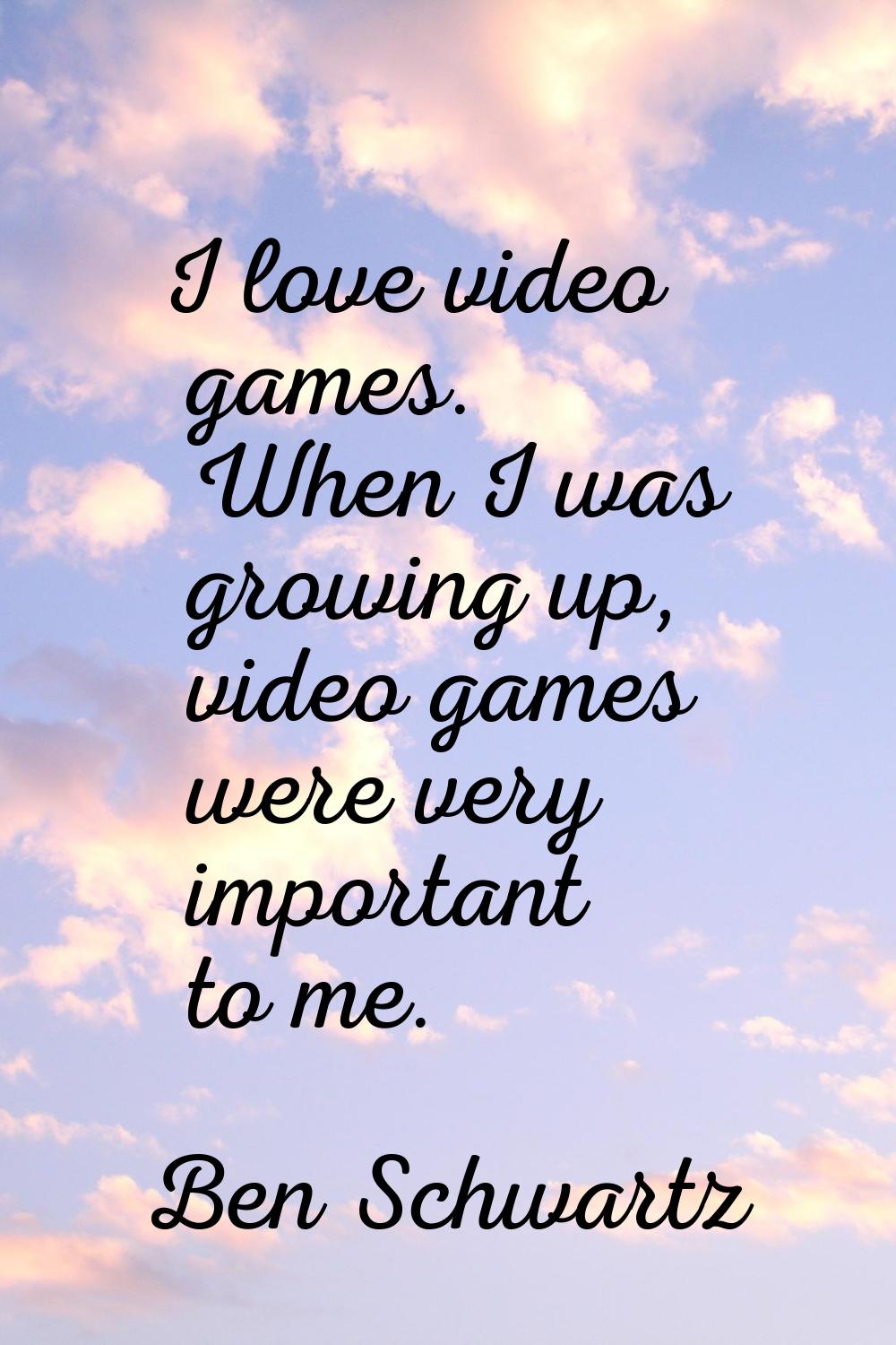 I love video games. When I was growing up, video games were very important to me.