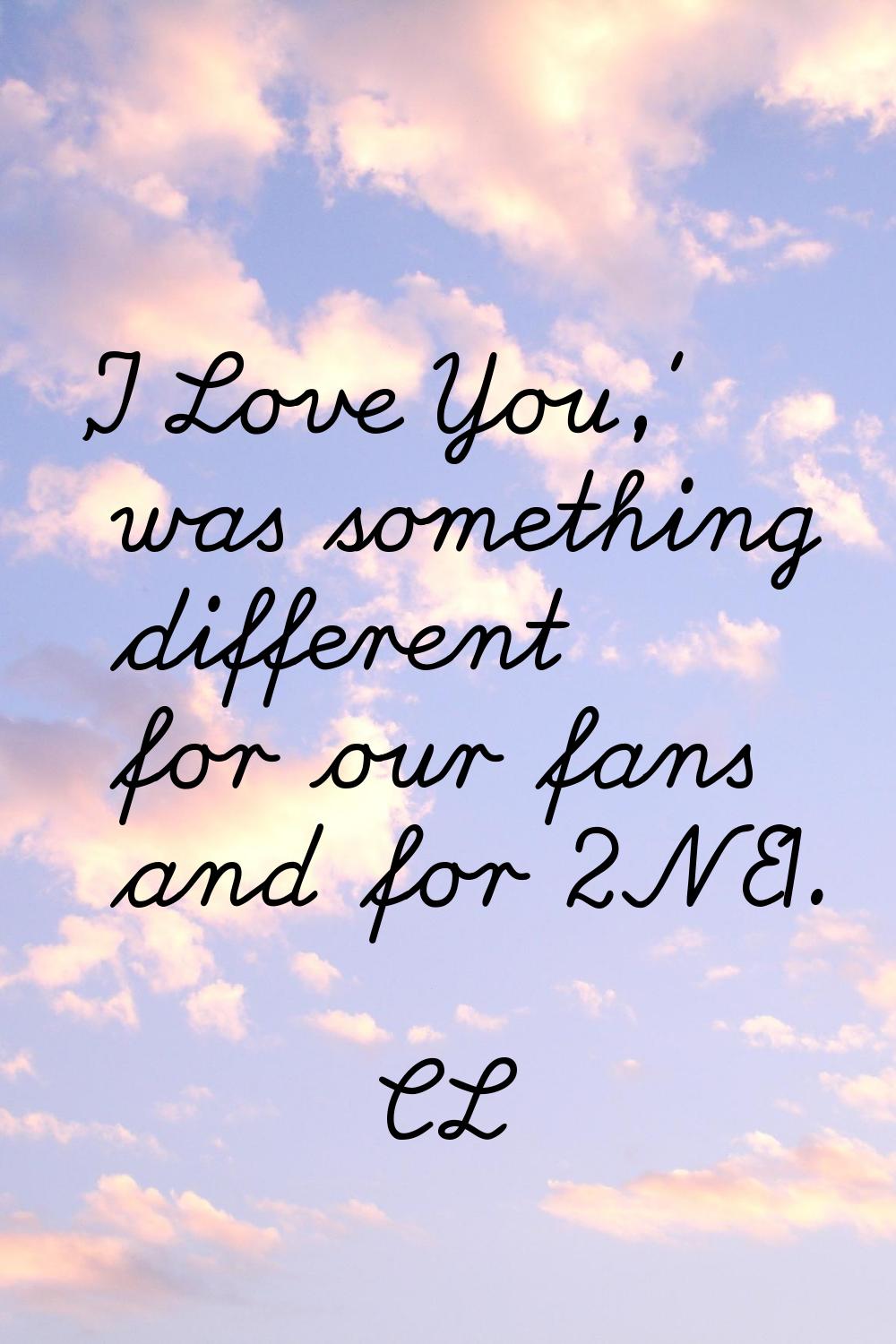 'I Love You,' was something different for our fans and for 2NE1.