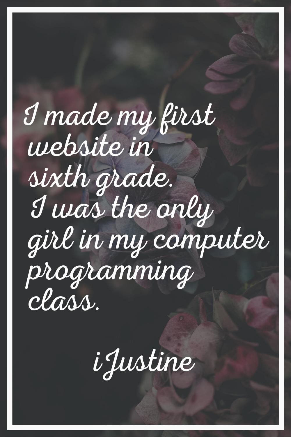 I made my first website in sixth grade. I was the only girl in my computer programming class.