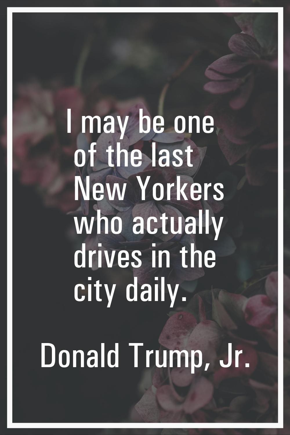 I may be one of the last New Yorkers who actually drives in the city daily.