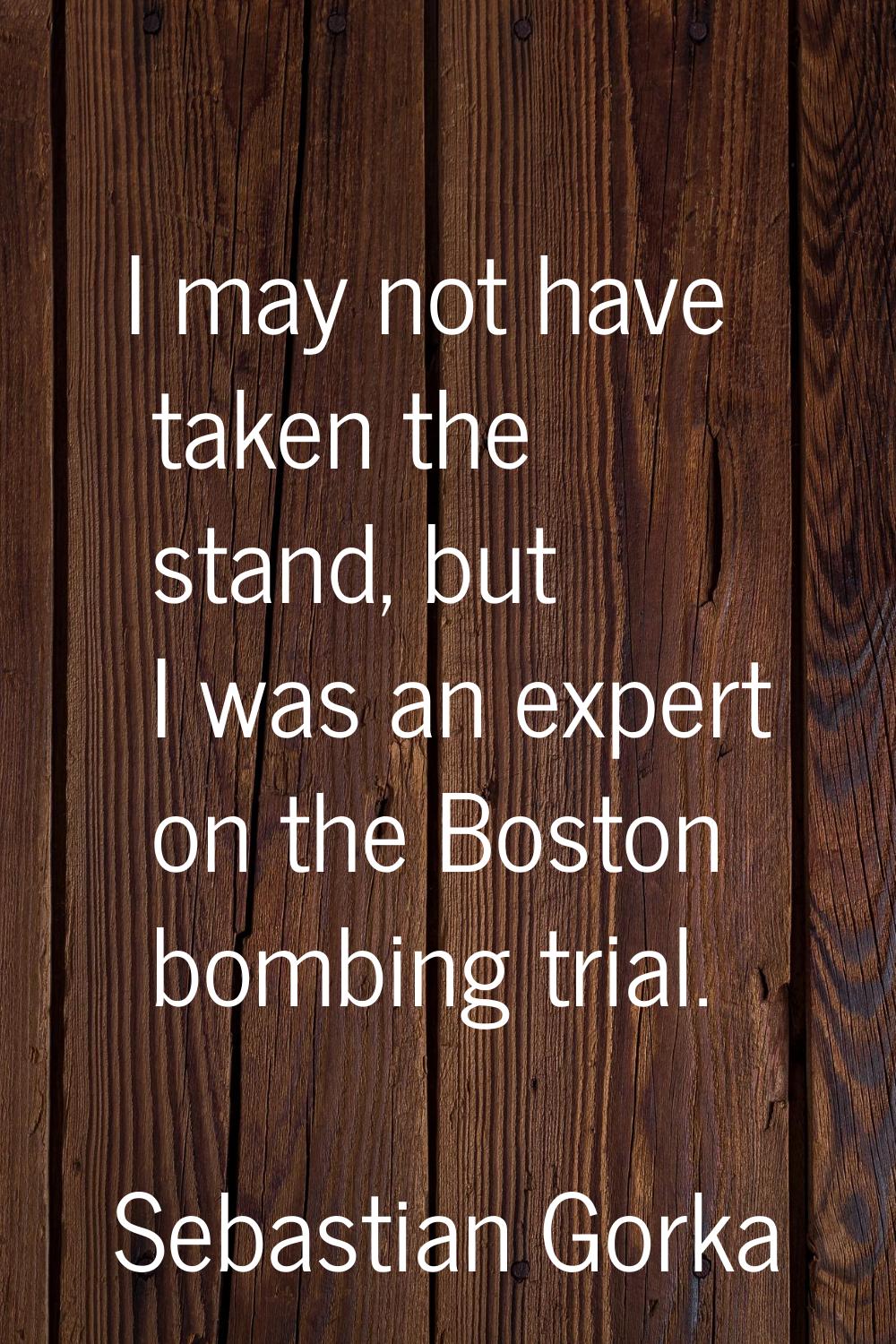 I may not have taken the stand, but I was an expert on the Boston bombing trial.