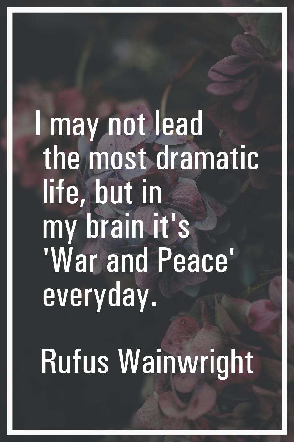 I may not lead the most dramatic life, but in my brain it's 'War and Peace' everyday.