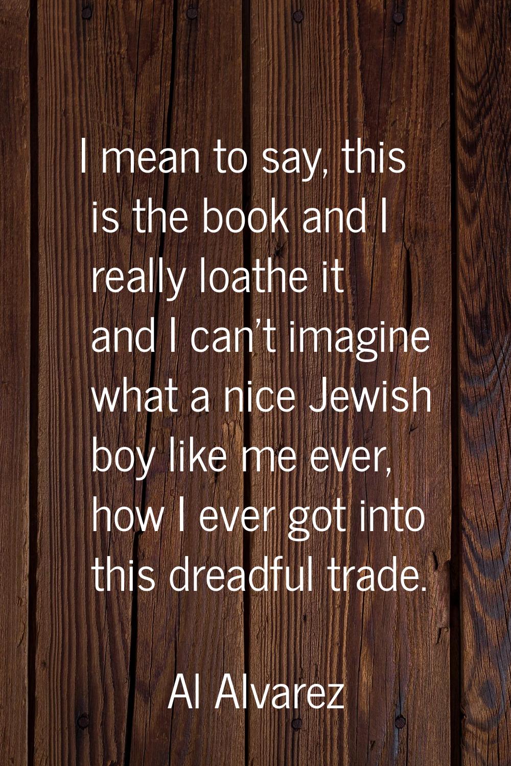 I mean to say, this is the book and I really loathe it and I can't imagine what a nice Jewish boy l