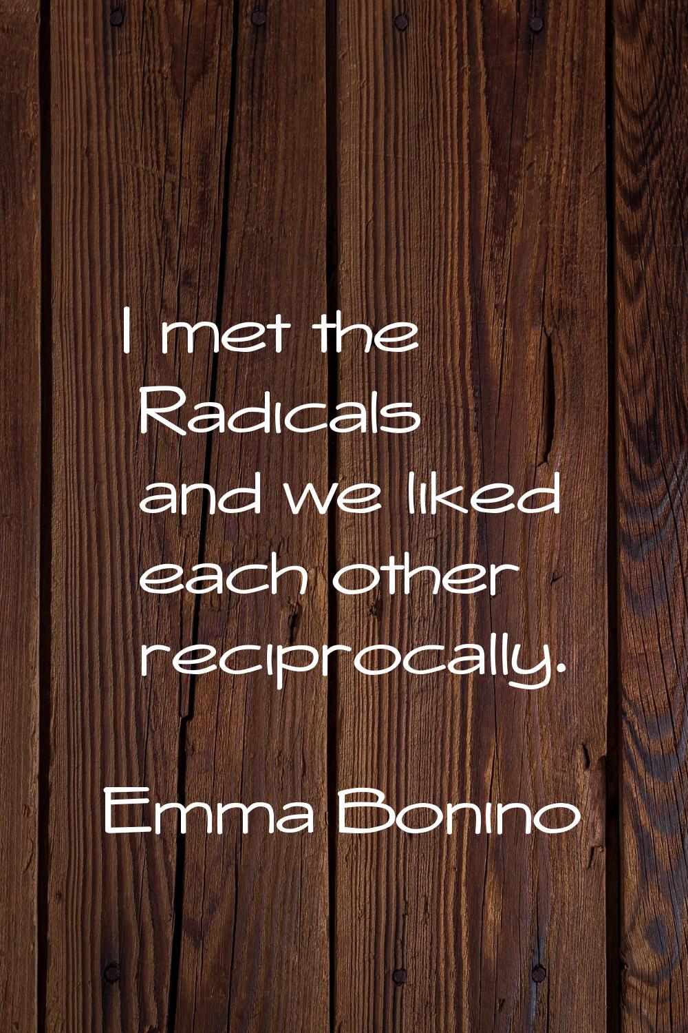 I met the Radicals and we liked each other reciprocally.