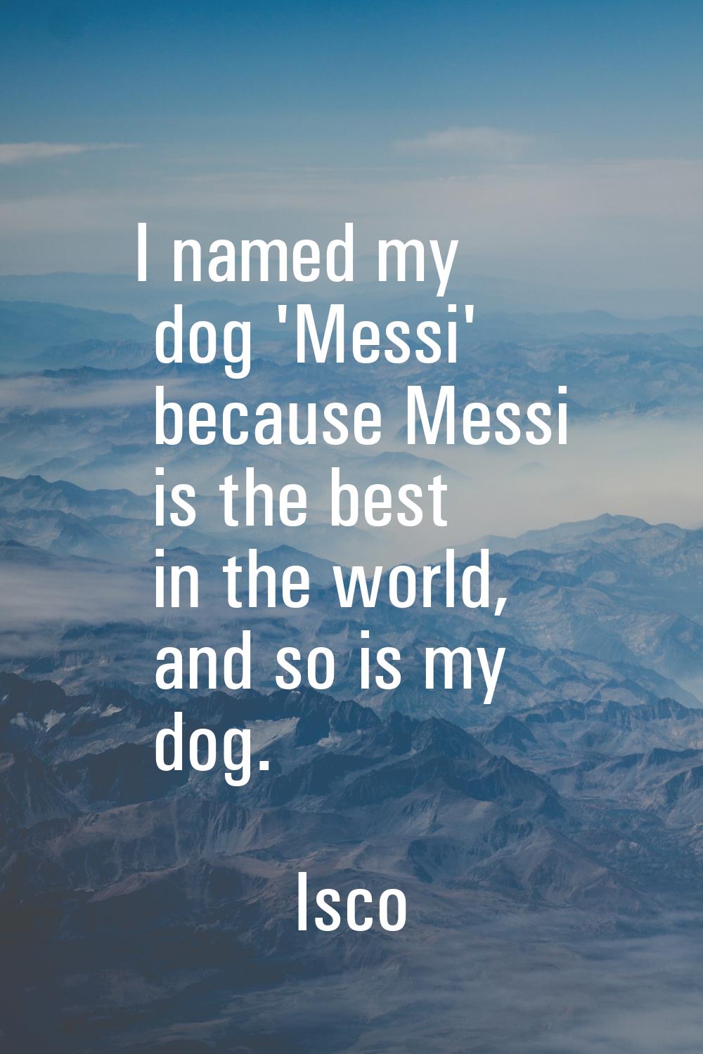 I named my dog 'Messi' because Messi is the best in the world, and so is my dog.