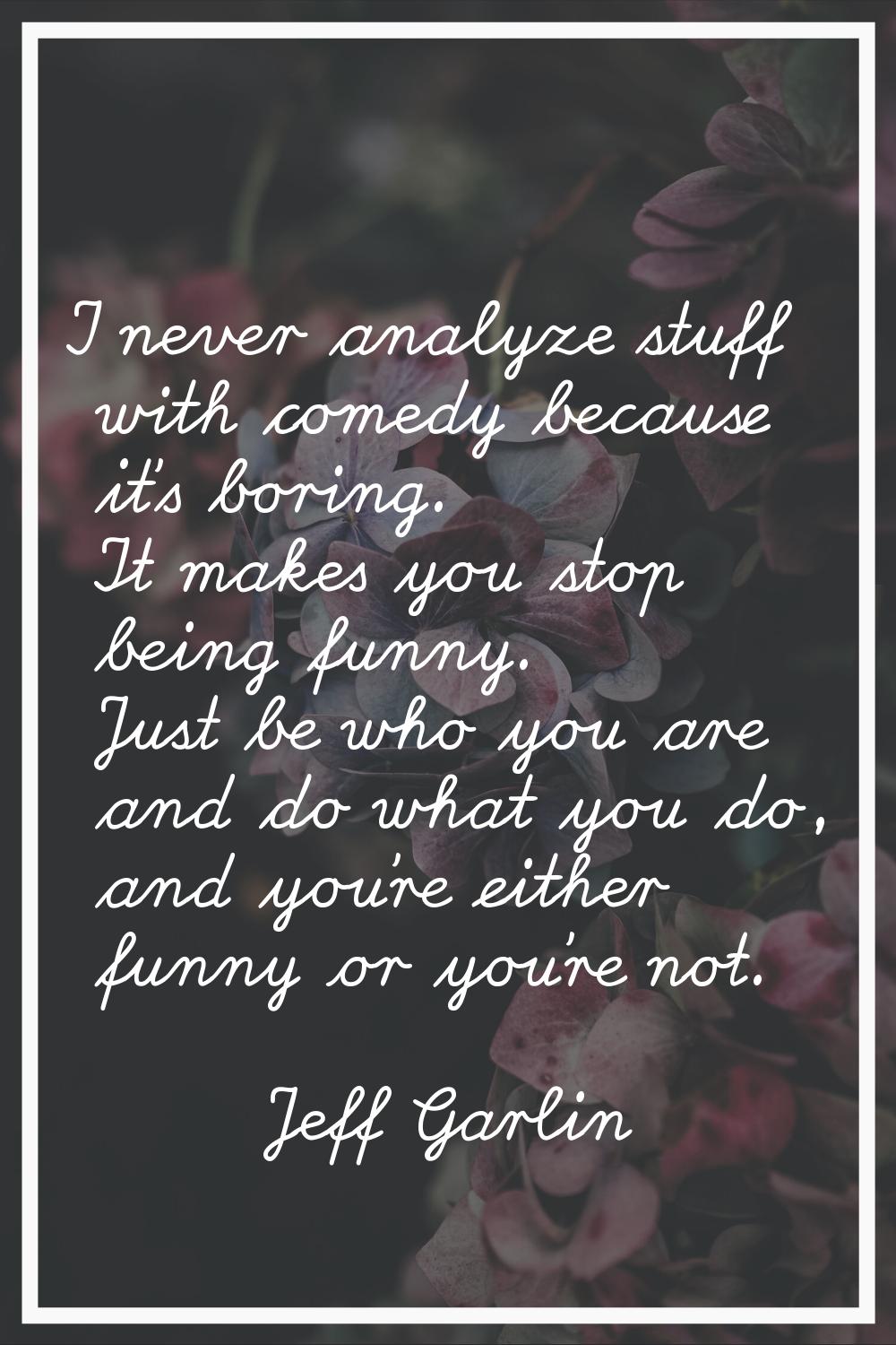 I never analyze stuff with comedy because it's boring. It makes you stop being funny. Just be who y